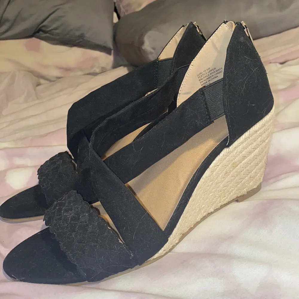 torrid Black Braided Strap Wedge Sandals